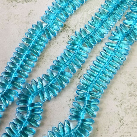 3x10mm Czech Dagger Beads - Translucent Turquoise - Pack of 50