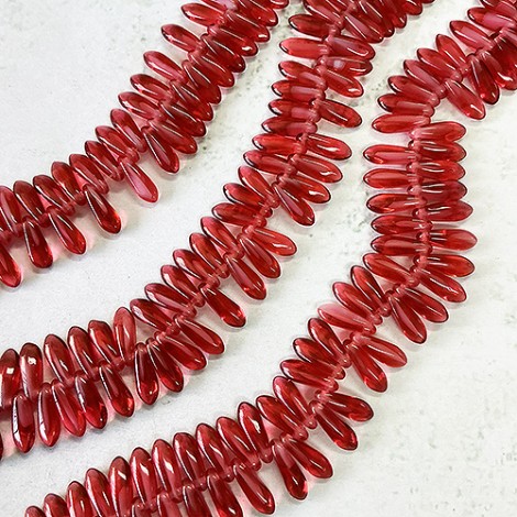 3x10mm Czech Glass Daggers - Pearl Fuchsia - Pack of 50