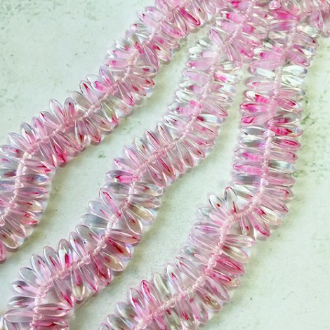3x10mm Czech Glass Daggers - Crystal-Light Pink - Pack of 50