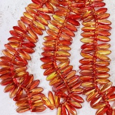5x16mm Czech Glass Daggers - Dual Coated Fuchsia/Lemon - Pack of 20
