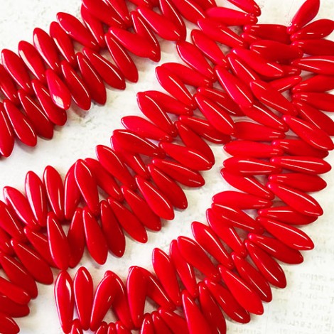 5x16mm Czech Glass Daggers - Opaque Red - Pack of 20