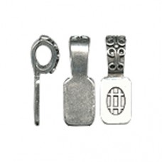 22x8mm Antique Pewter Rectangle Glue-on Bail - Pack of 2