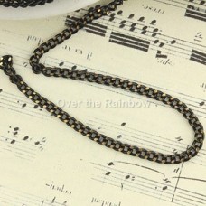 2x2.5mm Black Ant Brass Sparkle Bright Faceted Soldered Curb Chain - Per metre