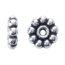 3.2x1.3mm Sterling Silver Daisy Beads - Pack of 10
