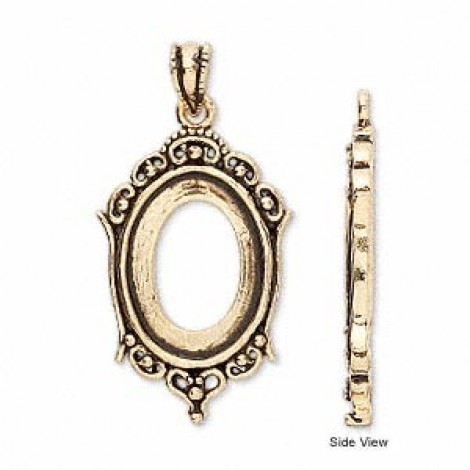 18x13mm ID Ant Gold Oval Cab Pendant Setting - Each 18x13mm ID Ant Gold Oval Cab Pendant Setting - Each