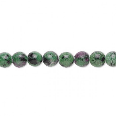 6mm Natural Ruby in Ziosite Round Beads