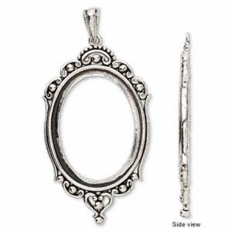 40x30mm ID Oval Ant Silver Cab Pendant Setting - Each