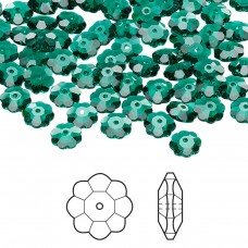 6mm Crystal Passions 3700 Crystal Marguerite Beads - Emerald - Pack of 4