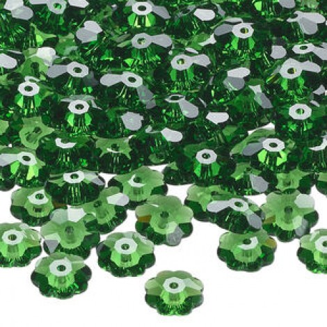 8mm Crystal Passions 3700 Crystal Marguerite Flower Beads - Fern Green - Pack of 2