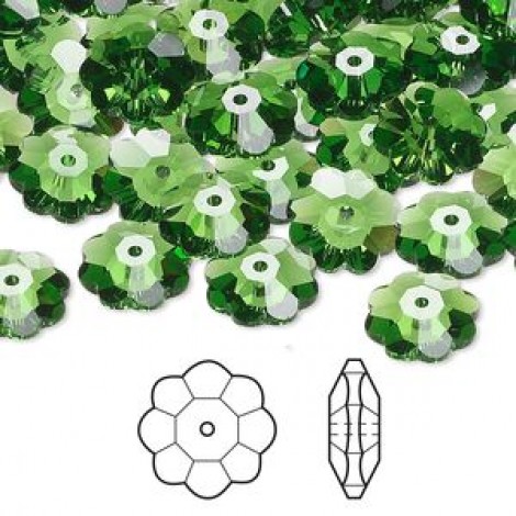 10mm Crystal Passions 3700 Crystal Marguerite Flower Beads - Fern Green - Pack of 2