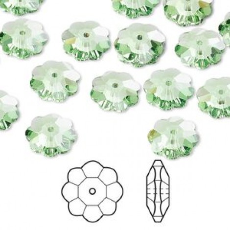 10mm Crystal Passions 3700 Crystal Marguerite Flower Beads - Peridot - Pack of 2