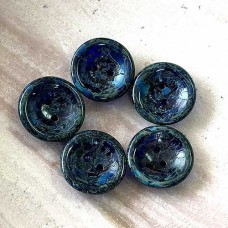 Czech 2-Hole 14mm Cup Buttons - Dk Blue Travertine - Pack of 5