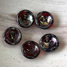 Czech 2-Hole 14mm Cup Buttons - Red Picasso - Pack of 5