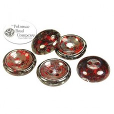 Czech 2-Hole 14mm Cup Buttons - Red Picasso - Pk 5