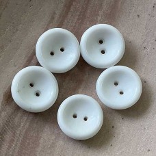 Czech 2-Hole 14mm Cup Buttons - White - Pack of 5
