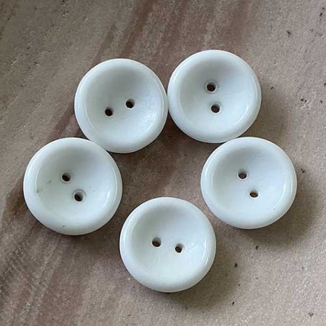 Czech 2-Hole 14mm Cup Buttons - White - Pack of 5 Czech 2-Hole 14mm Cup Buttons - White - Pack of 5