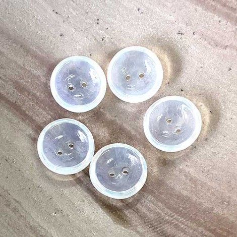 Czech 2-Hole 14mm Cup Buttons - Opal - Pack of 5 Czech 2-Hole 14mm Cup Buttons - Opal - Pack of 5