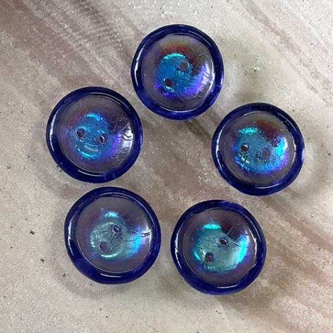 Czech 2-Hole 14mm Cup Buttons - Lt Violet AB - Pack of 5