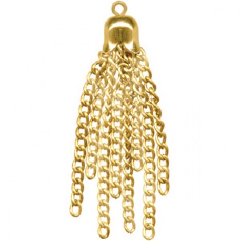 38mm 8 strand Curb Chain Tassels - Gold Plated - Pack of 2