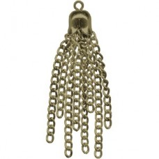 38mm Antique Brass Pl Steel 8-Strand Chain Tassels - Pack of 2