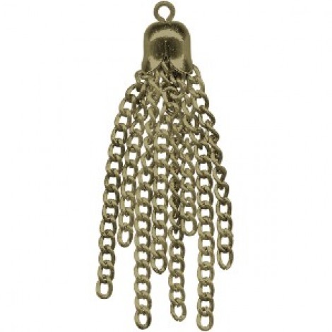 38mm Antique Brass Pl Steel 8-Strand Chain Tassels - Pack of 2 38mm Antique Brass Pl Steel 8-Strand Chain Tassels - Pack of 2