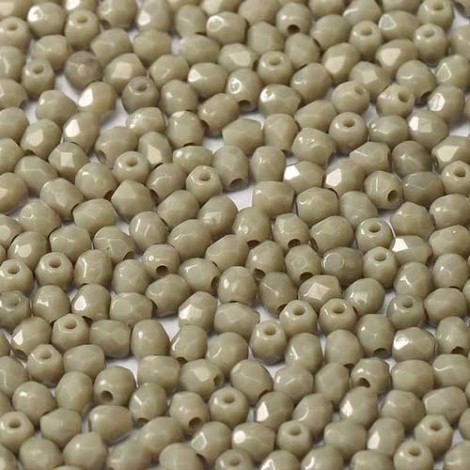 3mm Czech Fire Polished Beads - Opaque Grey - Pack of 50