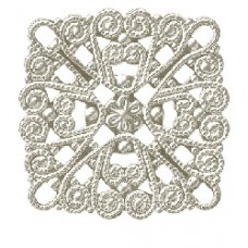 28mm Silver Plated Brass Square Filigree - Pack of 4