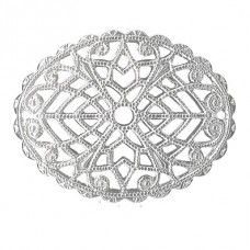 23x29mm Silver Plated Domed Oval Filigrees - Pack of 4