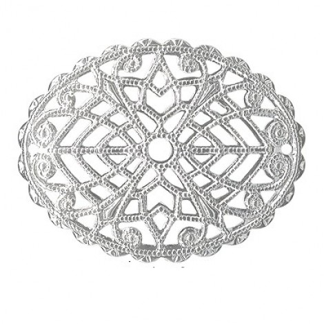 23x29mm Silver Plated Domed Oval Filigrees - Pack of 4 23x29mm Silver Plated Domed Oval Filigrees - Pack of 4