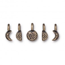 4-6x10mm TierraCast Moon Phases Charm Set of 5 - Brass Oxide Plated
