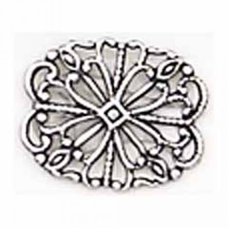 13x12mm Oval Sterling Silver Plated Filigree