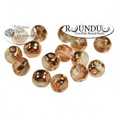 5mm RounDuo Czech 2-Hole Beads - Crystal Capri Gold