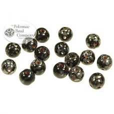5mm RounDuo Czech 2-Hole Beads - Jet Picasso - 75 beads