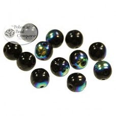 5mm RounDuo Czech 2-Hole Beads - Jet AB - 75 beads