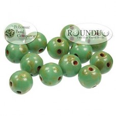 5mm RounDuo Czech 2-Hole Beads - Jade Dk Travertine