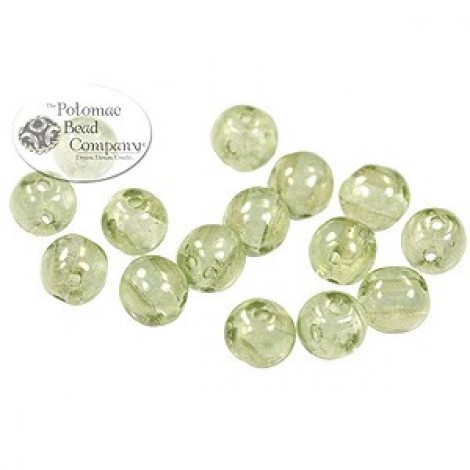 5mm RounDuo Czech 2-Hole Beads - Crystal Mint Luster