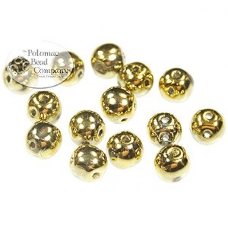5mm RounDuo Czech 2-Hole Beads - Crystal Amber Full