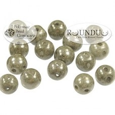 5mm RounDuo Czech 2-Hole Beads - White Grey Luster - 75 beads