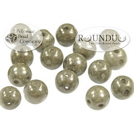 5mm RounDuo Czech 2-Hole Beads - White Grey Luster - 75 beads