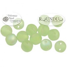5mm RounDuo Czech 2-Hole Beads - Peridot AB Matted - 75 beads