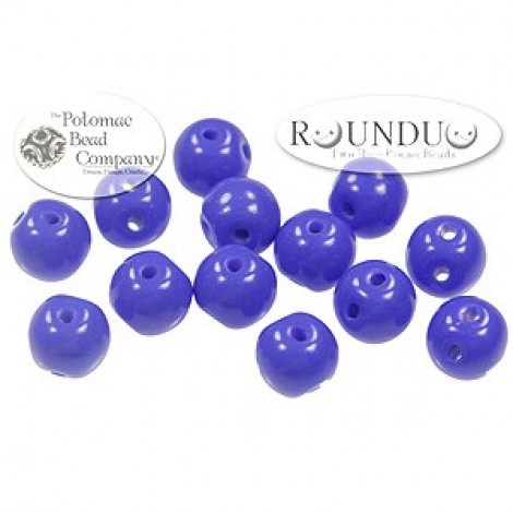 5mm RounDuo Czech 2-Hole Beads - Opaque Blue - 75 beads