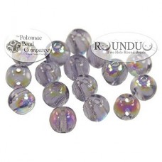 5mm RounDuo Cz 2-Hole Beads - Light Violet Shimmer