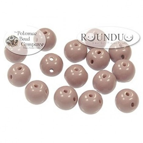 5mm RounDuo Czech 2-Hole Beads - Opaque Lilac - 75 beads
