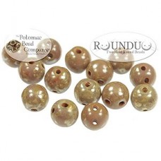 5mm RounDuo Czech 2-Hole Beads - Opaque Lilac Picasso - 75 beads
