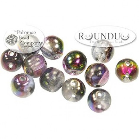 5mm RounDuo Czech 2-Hole Beads - Crys Magic Purple
