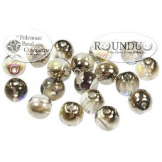 5mm RounDuo Czech 2-Hole Beads - Crystal Graphite Rainbow - 75 beads