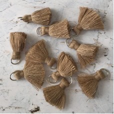 20mm Cotton Mini Tassels with Silver Jumpring - Pack of 10 - Taupe/Silver