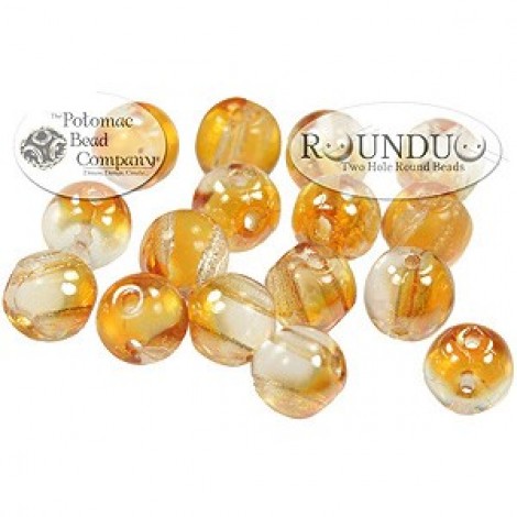 5mm RounDuo Cz 2-Hole Beads - Crys Apricot Medium