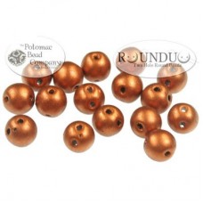 5mm RounDuo Czech 2-Hole Beads - Crystal Copper
