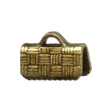 10mm Antique Brass Plated Ribbon Crimp End - Pack of 6 Pair